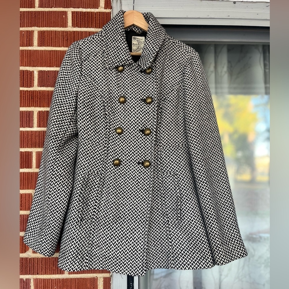 Tulle Black and White Houndstooth Coat
